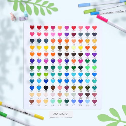Adult Coloring Book Markers 120 Color Dual Tip Water (120 Count)
