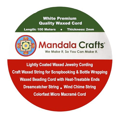 2mm White Waxed Cord (327 Foot)