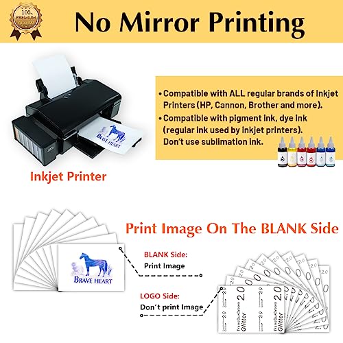 Glitter 2.0 Heat Transfer Paper for Inkjet Printer (20 Count)