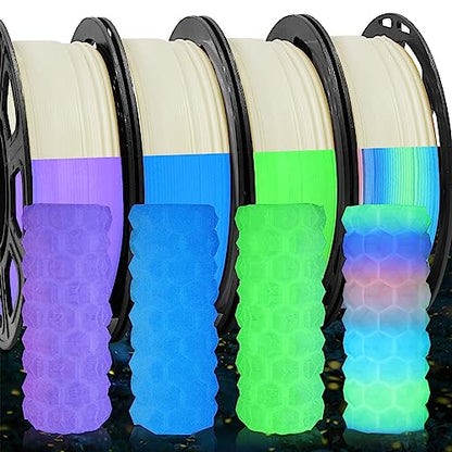 4 Spools Glowing in Dark PLA Bundle (4 Count)