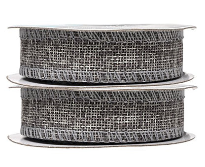 1 Inch Wide Gray Burlap Ribbon for Crafts (60 Foot)