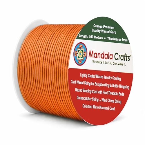1mm Orange Cotton Waxed Cord for Jewelry Making (327 Foot )