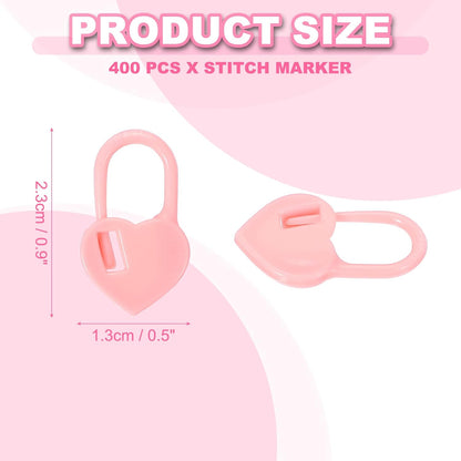 uxcell 400pcs Stitch Markers for Crocheting, Heart Shaped Crochet Marker Needle Clip Counter for Knitting Clothing Tag DIY Craft,Pink