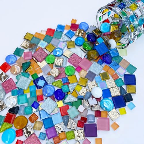 1.1 LB Irregular Glass Mosaic Tiles for Creative Crafts (17.6 Ounce)