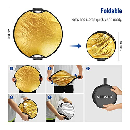 22" 56cm Light Reflector with Handle Grip with 3
