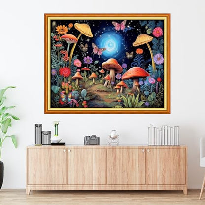 Mushroom Scenery 16x20 inch Stamped Cross Stitch Kit