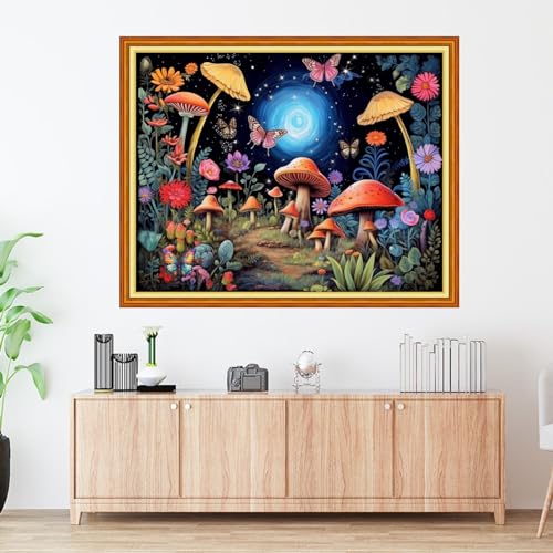 Mushroom Scenery 16x20 inch Stamped Cross Stitch Kit
