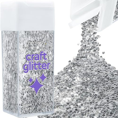 Craft Glitter Shaker Silver 110g Super Chunky (3.9 Ounce)