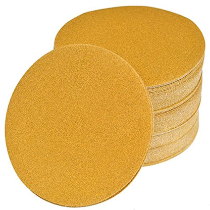 6-Inch No-Hole Hook and Loop Gold Sanding Discs 120-Grit, 100-Pack (100 Count)