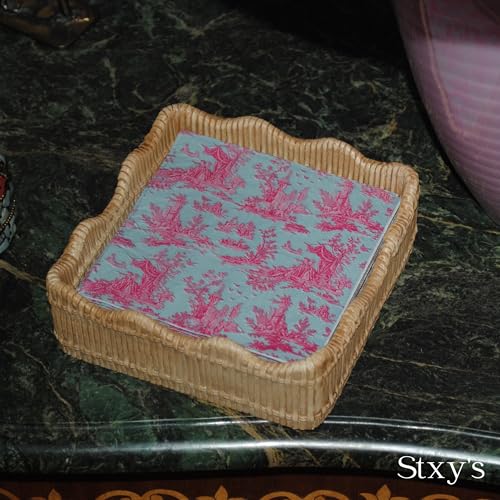 3ply) 60ct Pink Toile Paper Napkins Vintage Cocktail Napkins for Girl or Boy Baby Shower, French Pink and Blue Toile Napkin Pack for decoupage, baby shower (60 Count)