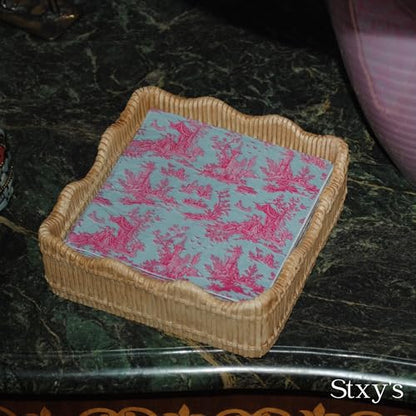 3ply) 60ct Pink Toile Paper Napkins Vintage Cocktail Napkins for Girl or Boy Baby Shower, French Pink and Blue Toile Napkin Pack for decoupage, baby shower (60 Count)