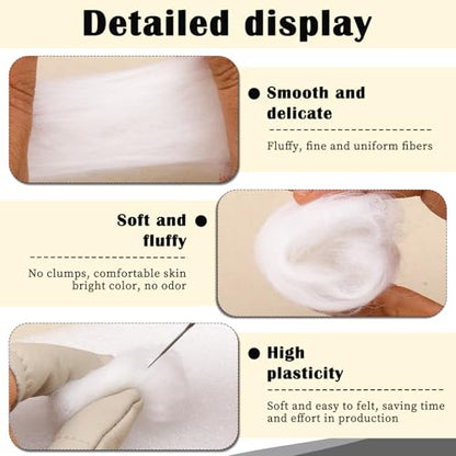 1.76oz Original White Natural Wool Roving