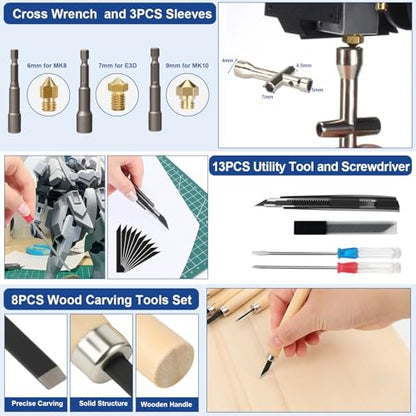 304PCS 3D Printing Accessory Tools with Tool Box for 3D Printer Modeler Basic Tools