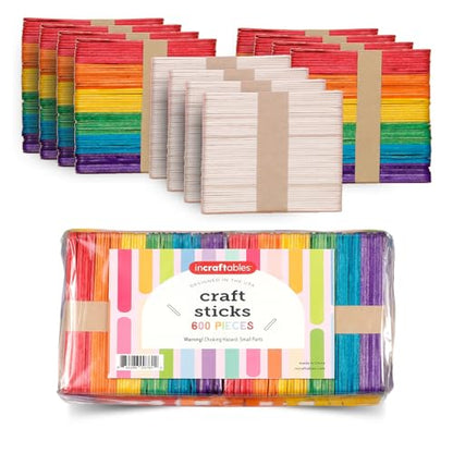 Jumbo Colored Wooden Popsicle Craft Sticks (600 Count)