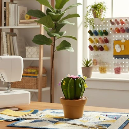 Cactus Shaped Pin Cushion with Sewing Notions