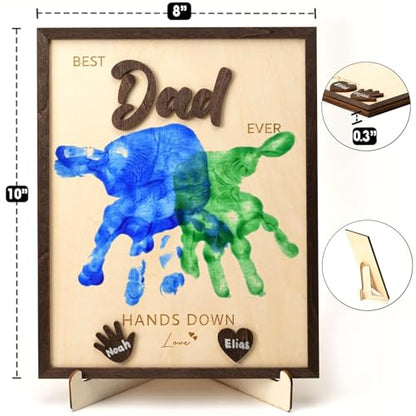 Best Dad Ever Gifts Hands Down Sign Wooden Handprint Frame DIY