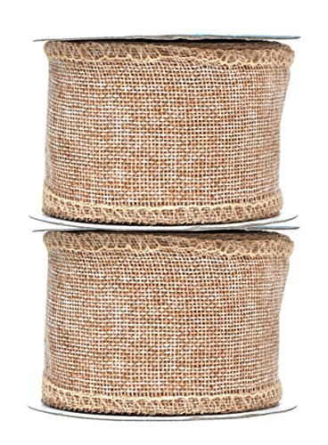 2 1 2 Inch Wide Natural Burlap Ribbon for Crafts (60 Foot)