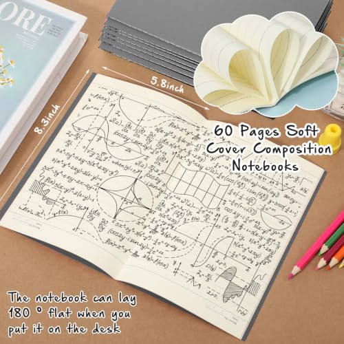 100 Pack A5 Composition Notebooks Bulk 5"x8" Notebooks Gray (100 Count)