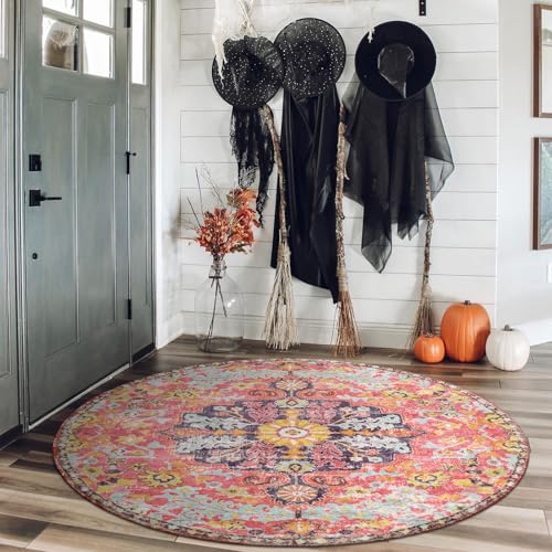 Bohemian Floral Medallion Round Rug