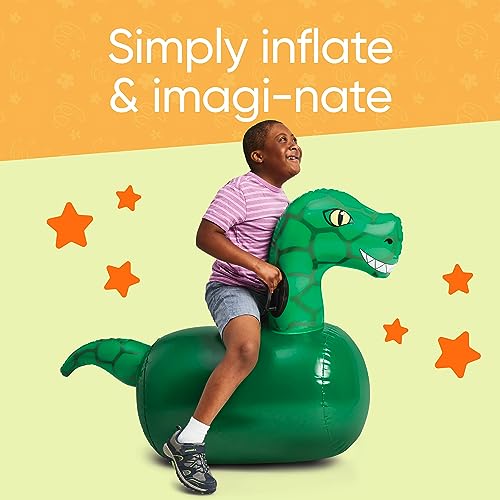 Hop N Go Inflatable Dino Riding Bouncy Hopping Toys for Kids Ages 5+