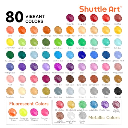 80 Colors Acrylic Paint (2 Fl Oz)