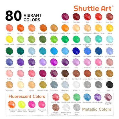 80 Colors Acrylic Paint (2 Fl Oz)