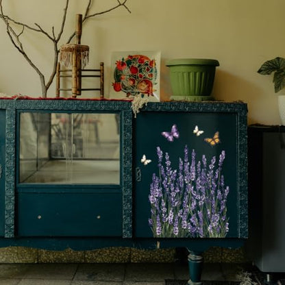 4 Sheets Lavender Furniture Transfer 6x12inch Butterfly and Bee Rub on Transfer Sticker UV Self (4 Count)