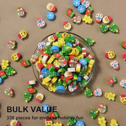 330pcs Mini Christmas Erasers for Kids Bulk (330 Count)