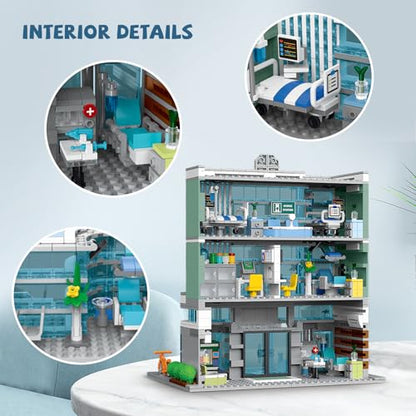 City Hospital Building Set Compatible with Lego 1350pc LED Lighting (1350 Count)