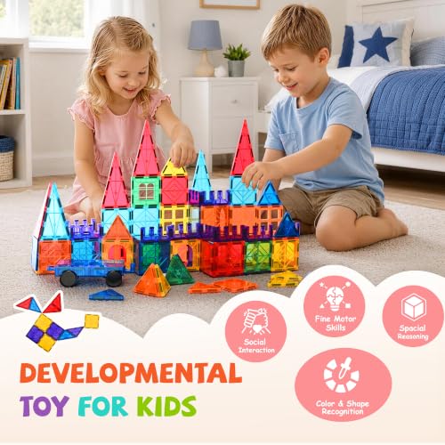 220Pcs Magnetic Tiles Magnetic 3D Building Blocks Set (220 Count)