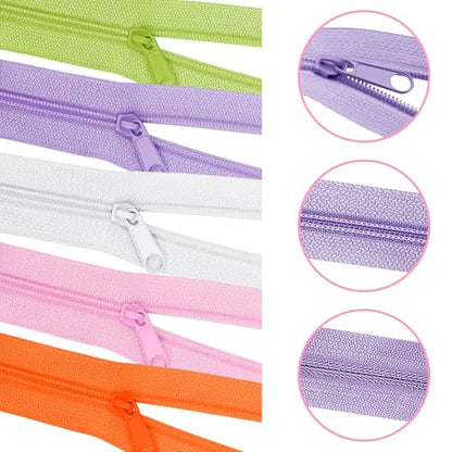 31 Yards 10 Pieces Sewing Zippers #3 Nylon Coil Zippers 10 Colors Assorted Zipper for Sewing with 40 Zipper Sliders for DIY Tailor Sewing Crafts Supplies
