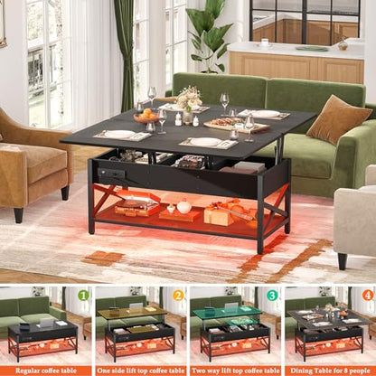 Lift Top Coffee Table with LED Light