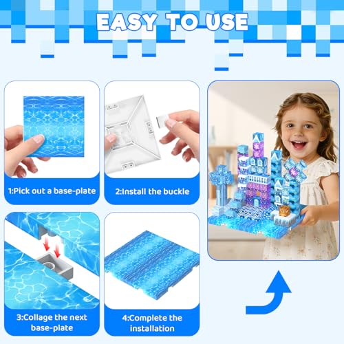 4PCS 4" x 4" Magnetic Building Block Base Plates for Kids