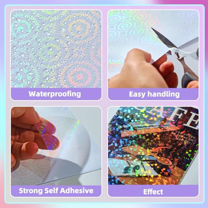 36 Sheets Holographic Laminate Sheets 8.5x11 Inch Self Adhesive 6 Patterns (36 Count)