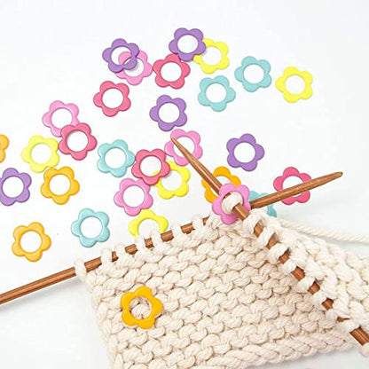 30PCS Mini Size Stitch Markers Flower Shape Metal Stitch Markers Ring Multicolor Crochet Marker Knitting Weaving Tools (30 Count)
