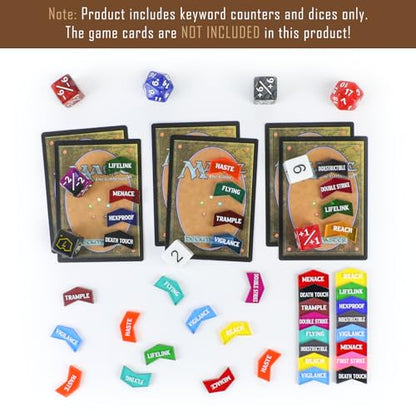 130 Pieces MTG Dice Counters Set Bulk Ability Keyword Tokens