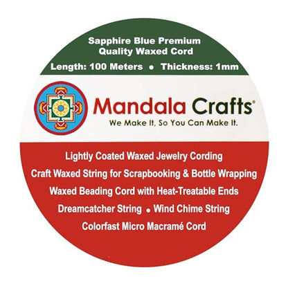 1mm Sapphire Blue Waxed Cord (327 Foot)