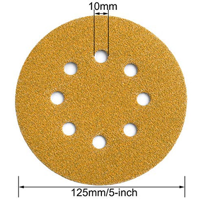 5-Inch 8-Hole Hook and Loop Sanding Discs 60-Grit, 100-Pack (100 Count)