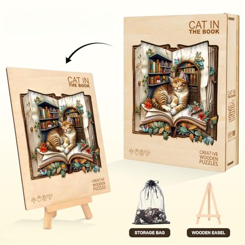Cat in The Book Wooden Puzzles for Adults (195 Count)