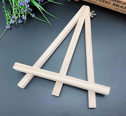 9.4" Tall Natural Pine Wood Tripod Easel Photo Painting Display Portable Tripod Holder Stand& Adjustable Wooden Tripod Tabletop Holder Stand for Canvas (18 Count)