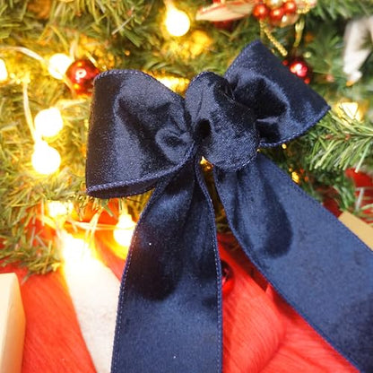 Navy Velvet Ribbon 2.5 Inch x 10 Yards for Christmas Tree Topper Home Decoration Wreath Gift Wrapping DIY Craft (30 Foot)