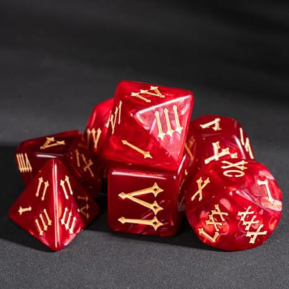 7 Die DND Dice Set Polyhedral Dice Set with a Leather Dice Bag (7 Count)