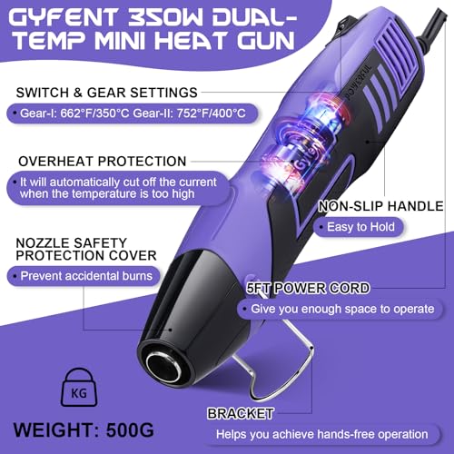 Mini Heat Gun with 100PCS Solder Seal Connectors & 200PCS Shrink Tubing