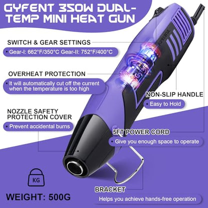Mini Heat Gun with 100PCS Solder Seal Connectors & 200PCS Shrink Tubing