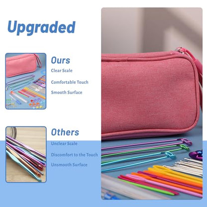 Crochet Hook Set 90 Pcs Crochet Needles Kit Ergonomic Soft Grip Handles