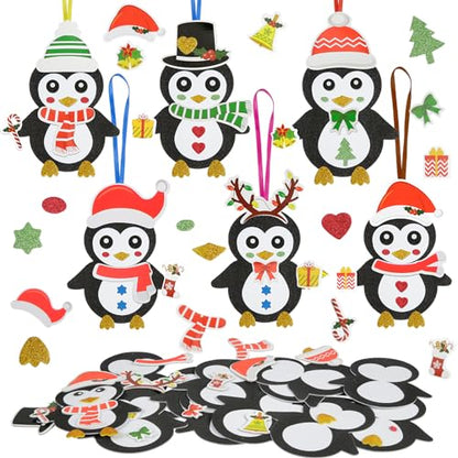 12 Pack Penguin Crafts for Kids Make You Own Penguin Foam Christmas Ornaments DIY Arts and Crafts for Kids Girls Boys Chirstmas Party Supplies Winter Xmas Tree Decoration (12 Count)