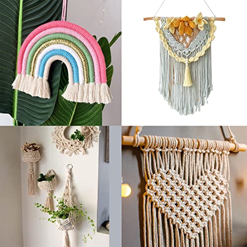 Macrame Cord 2mm x 590 Yards 18 Rolls Natural Cotton Cord 3 Stands Jute Twine String Soft Rope Assorted Colored Yarns for DIY Knitting Knotting Craft Macrame Project Supplies (1770 Foot)