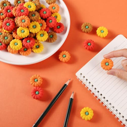 120Pcs 3D Pumpkin Erasers Bulk