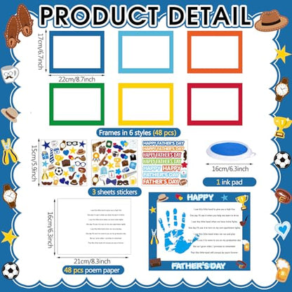 48 Sets Father's Day Handprint Crafts DIY Christian Hand Keepsake Craft Gifts with Flower Stickers for Religious Dad Man Home Party Activities (48 Count)