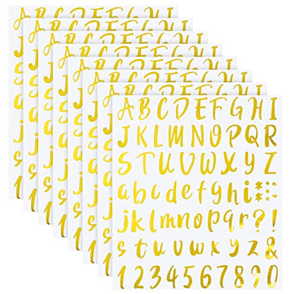 576 Pcs 8 Sheets Letters Stickers Vinyl Alphabet Number Decals Back to School Supplies for Water Bottles Cups Mailbox Scrapbooking Bulletin Board Classroom Decor